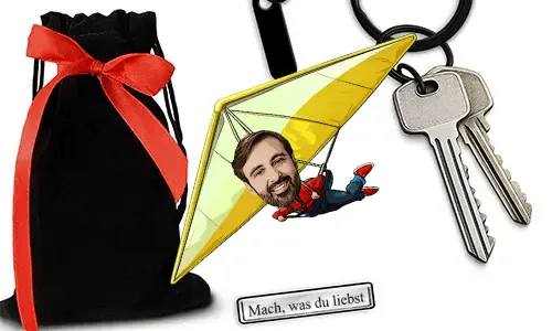 Personalized Hang Gliding-Style Keychain With Name And Hobby Or Profession Design