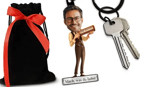 Personalized Comic-Style Keychain With Name And Harmonica Design