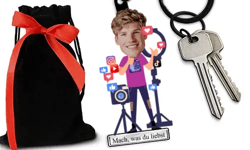 Personalized Comic-Style Keychain With Name And Influencer Design