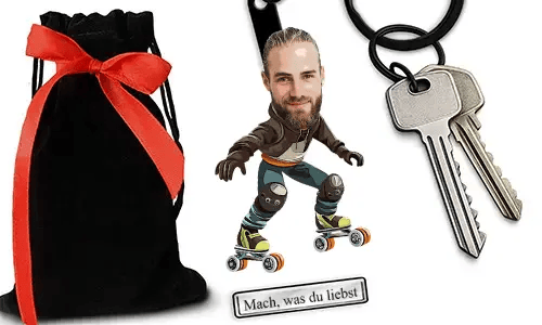 Personalized Inline Skating Keychain With Name And Hobby Or Profession Design