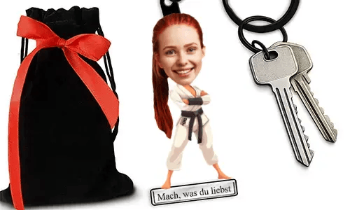 Personalized Comic-Style Keychain With Name And Judo Design