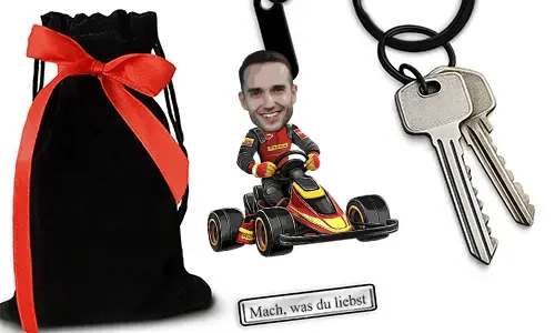 Personalized Karting-Style Keychain With Name And Hobby Or Profession Design