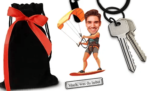 Personalized Kitesurfing-Style Keychain With Name And Hobby Or Profession Design