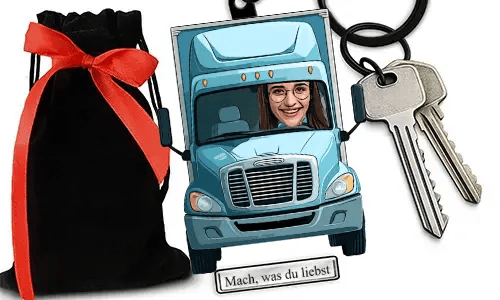Personalized Comic-Style Keychain With Name And Lorry Driver Design
