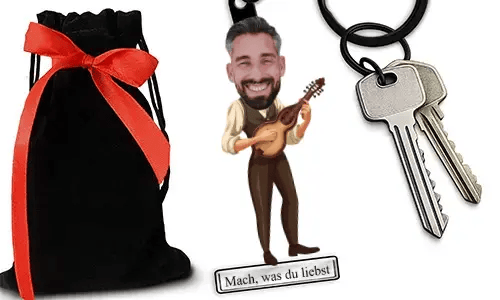 Personalized Mandolin-Style Keychain With Name And Hobby Or Profession Design