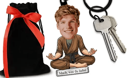 Personalized Comic-Style Keychain With Name And Meditation Design