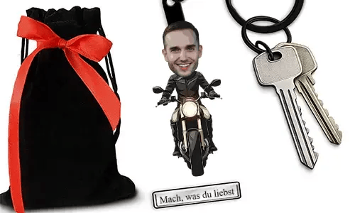 Personalized Motorcyclist-Style Keychain With Name And Hobby Or Profession Design