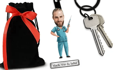 Personalized Comic-Style Keychain With Name And Nurse Design