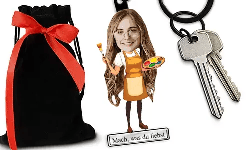 Personalized Artist-Style Keychain With Name And Painting Or Drawing Design