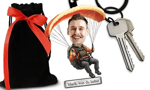 Personalized Paragliding-Style Keychain With Name And Hobby Or Profession Design