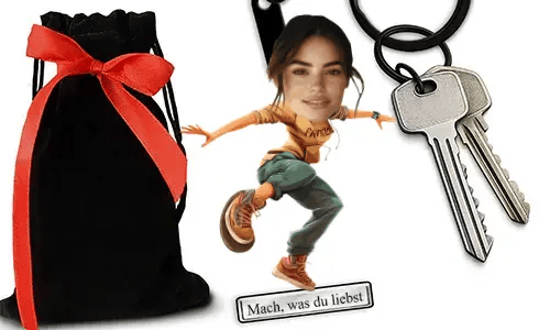 Personalized Comic-Style Keychain With Name And Parkour Design