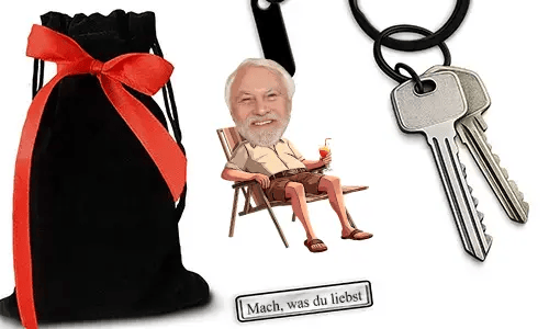 Personalized Comic-Style Keychain With Name And Pensioner Design