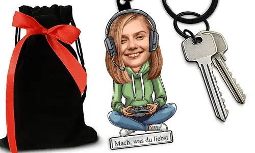 Personalized Cartoon-Style Keychain With Name And Gaming Hobby Or Profession Design