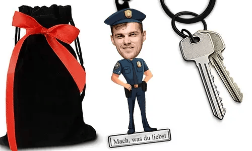 Personalized Badge-Style Keychain With Name And Policeman Theme Design