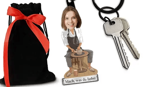 Personalized Pottery-Style Keychain With Name And Hobby Or Profession Design