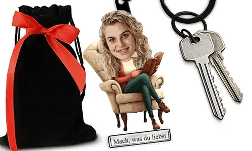 Personalized Comic-Style Keychain With Name And Reading Hobby Design