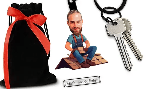 Personalized Comic-Style Keychain With Name And Roofer Design