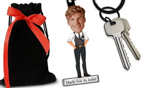 Personalized Comic-Style Keychain With Name And Salesman Design