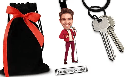 Personalized Comic-Style Keychain With Name And Singing Design