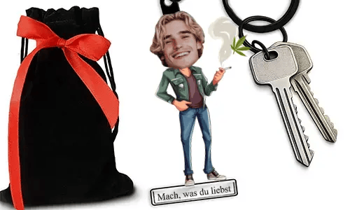 Personalized Comic-Style Keychain With Name And Cannabis Hobby Or Profession Design