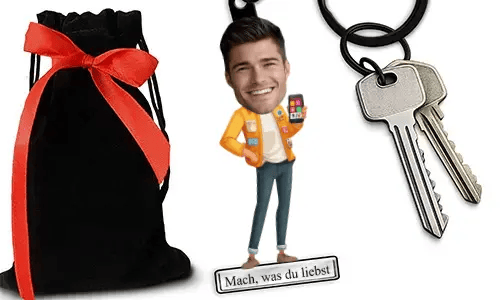 Personalized Comic-Style Keychain With Name And Social Media Manager Design