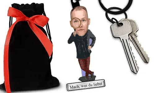 Personalized Riddle-Solving Comic-Style Keychain With Name And Hobby Or Profession Design