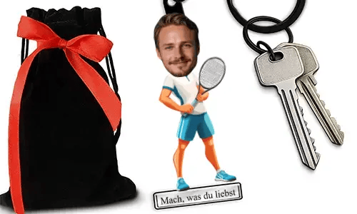 Personalized Comic-Style Keychain With Name And Squash Hobby Or Profession Design