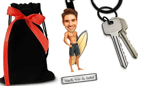 Personalized Surfing-Style Keychain With Name And Hobby Or Profession Design