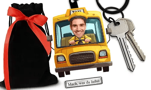Personalized Taxi Driver Comic-Style Keychain With Name And Profession Design