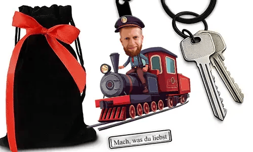 Personalized Comic-Style Keychain With Name And Train Driver Design