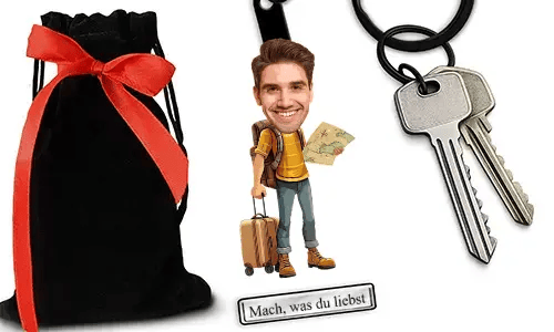 Personalized Travel-Themed Keychain With Name And Hobby Or Profession Design