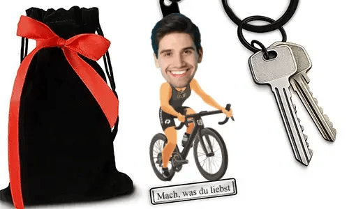 Personalized Comic-Style Keychain With Name And Triathlon Design