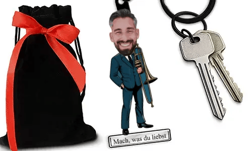 Personalized Comic-Style Keychain With Name And Trombone Design
