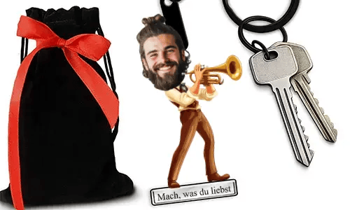 Personalized Cartoon-Style Keychain With Name And Trumpet Design