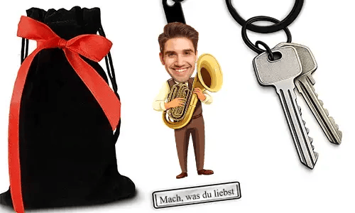 Personalized Comic-Style Keychain With Name And Tuba Design