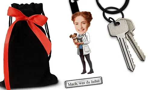 Personalized Comic-Style Keychain With Name And Veterinarian Design