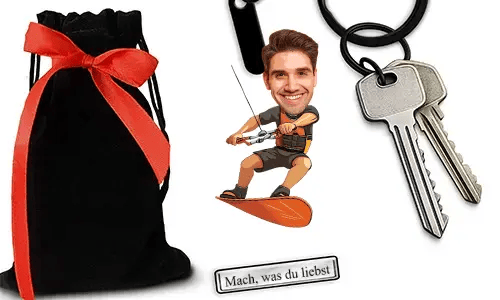 Personalized Wakeboarding-Style Keychain With Name And Hobby Or Profession Design