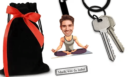 Personalized Comic-Style Keychain With Name And Yoga Design