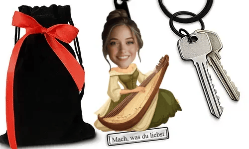 Personalized Zither-Style Keychain With Name And Hobby Or Profession Design