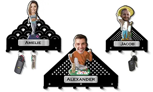 Portachiavi da parete personalizzato con il tuo hobby e il tuo lavoro in stile fumettistico