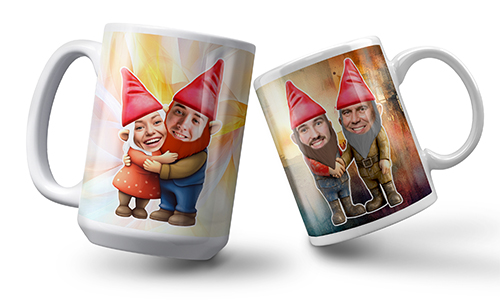 Personalized mug garden gnomes couple friends