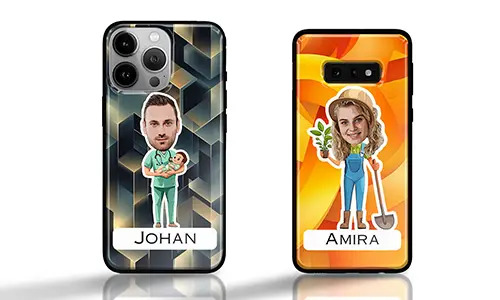 Personalisierte Handyhülle mit Namen und individuellem Motiv (Beruf/Hobby)