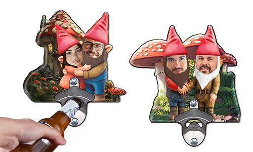Wall Bottle opener with Garden Gnomes