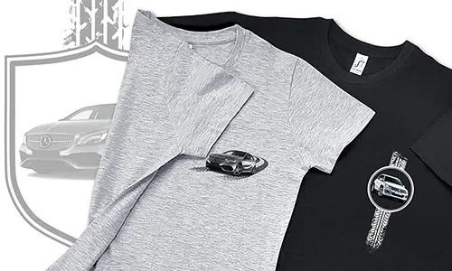T-shirt avec votre voiture, moto ou camion au design en bouclier
