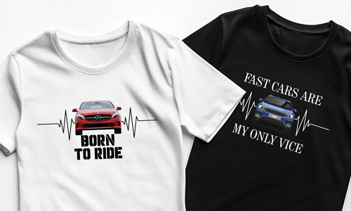 Personalised T-shirt with photo of car and licence plate! Cool phrase on it!