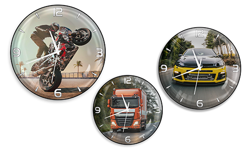  Orologio da parete rotondo con design di auto, camion e moto